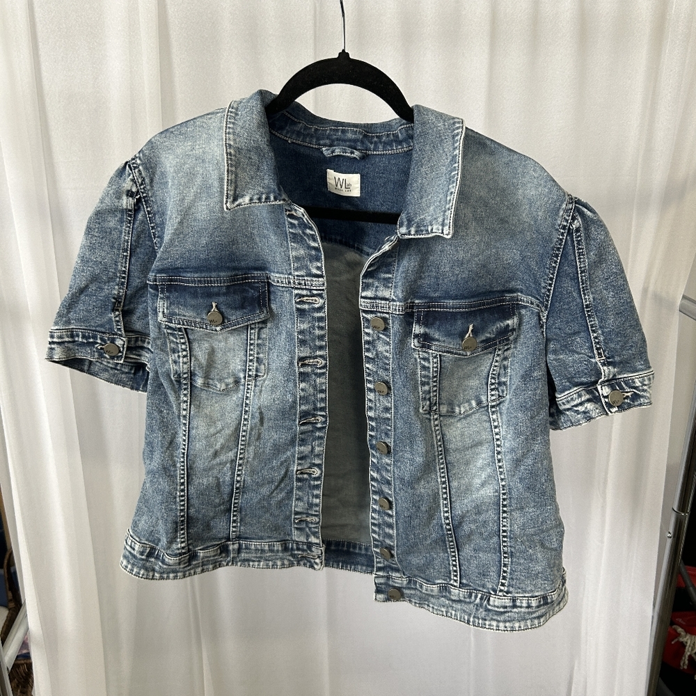 Wash Lab Denim Puff Sleeve Denim Jacket in Petal Blue